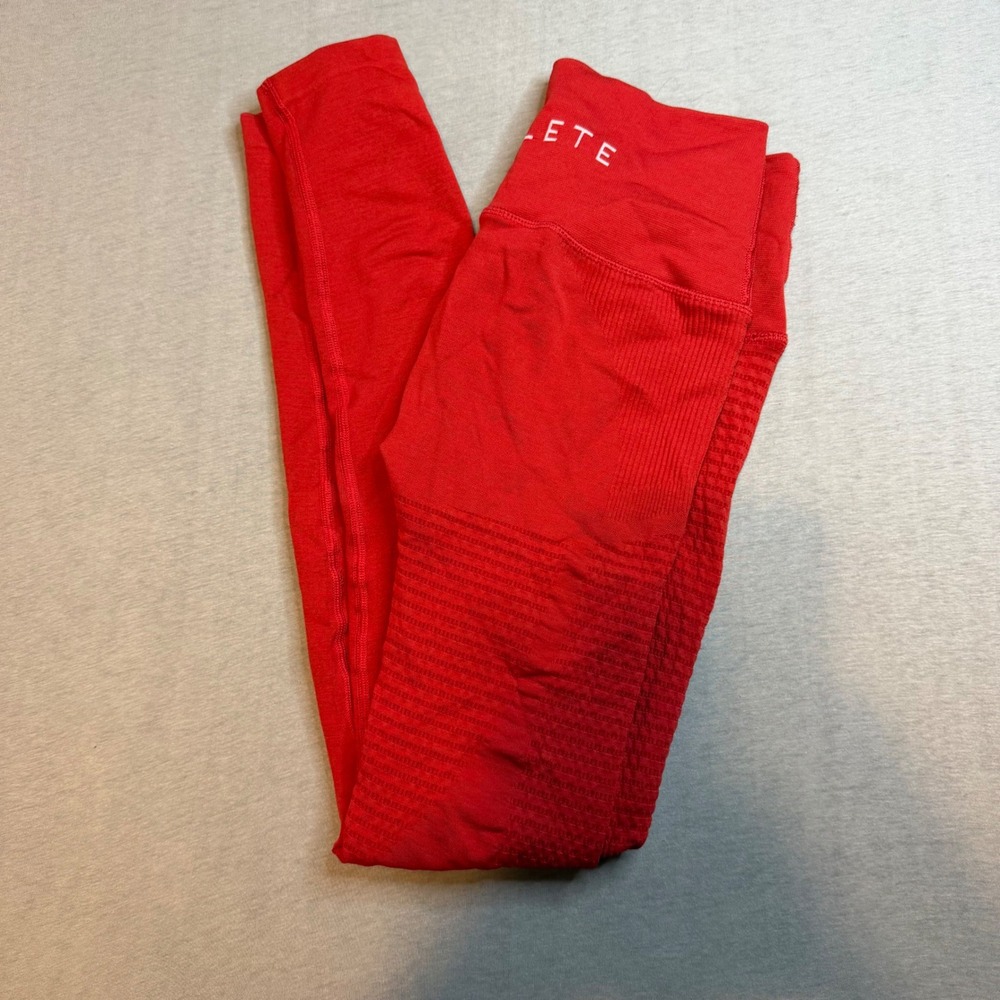 Alphalete Womens Red Seamless High Waist Compression Athletic Leggings Size M